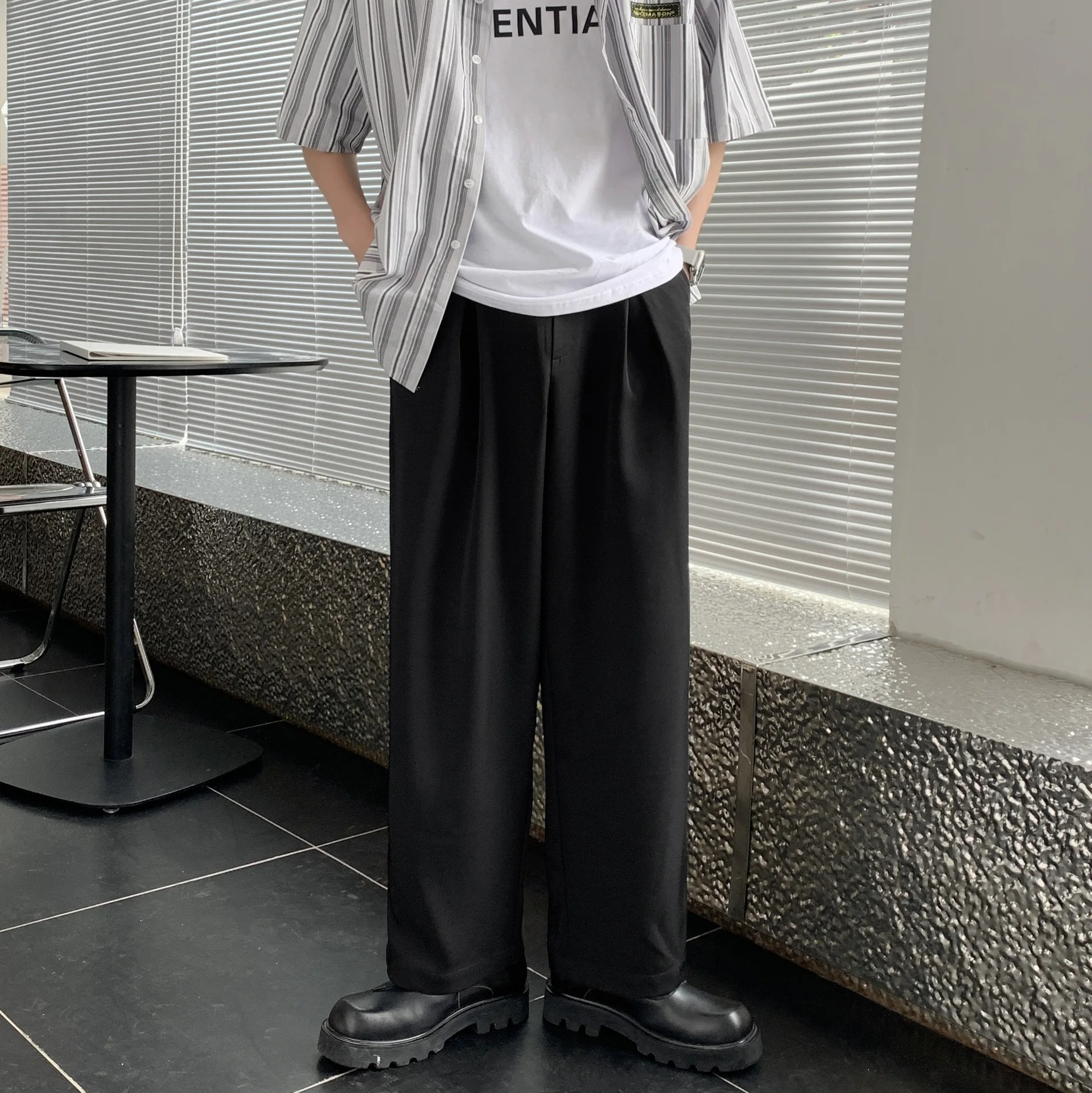 

Summer thin loose men's nine point pants versatile casual simple pants suit pants in pure color