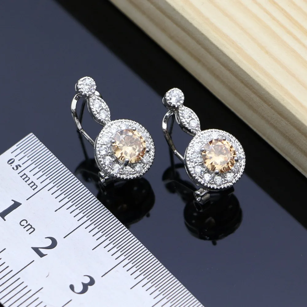 Silver 925 Bridal Jewelry Sets Natural Zircon For Women Earrings With Stone Necklace Set Dropshipping | Украшения и аксессуары
