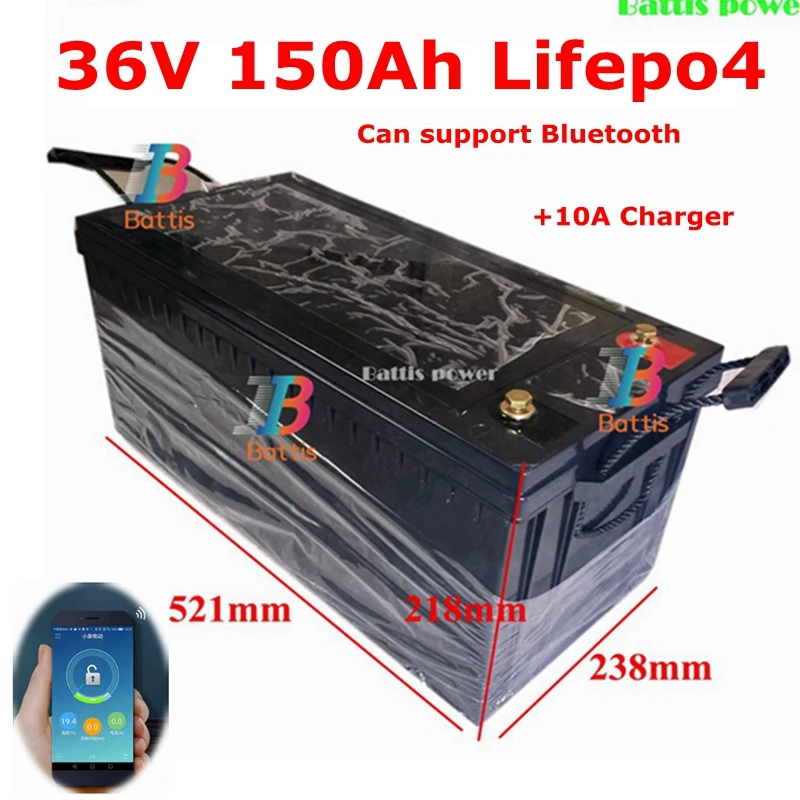 Е байка 36В 150AH lifepo4 литиевая батарея Bluetooth BMS приложение для 3000w 2000W трехколесный