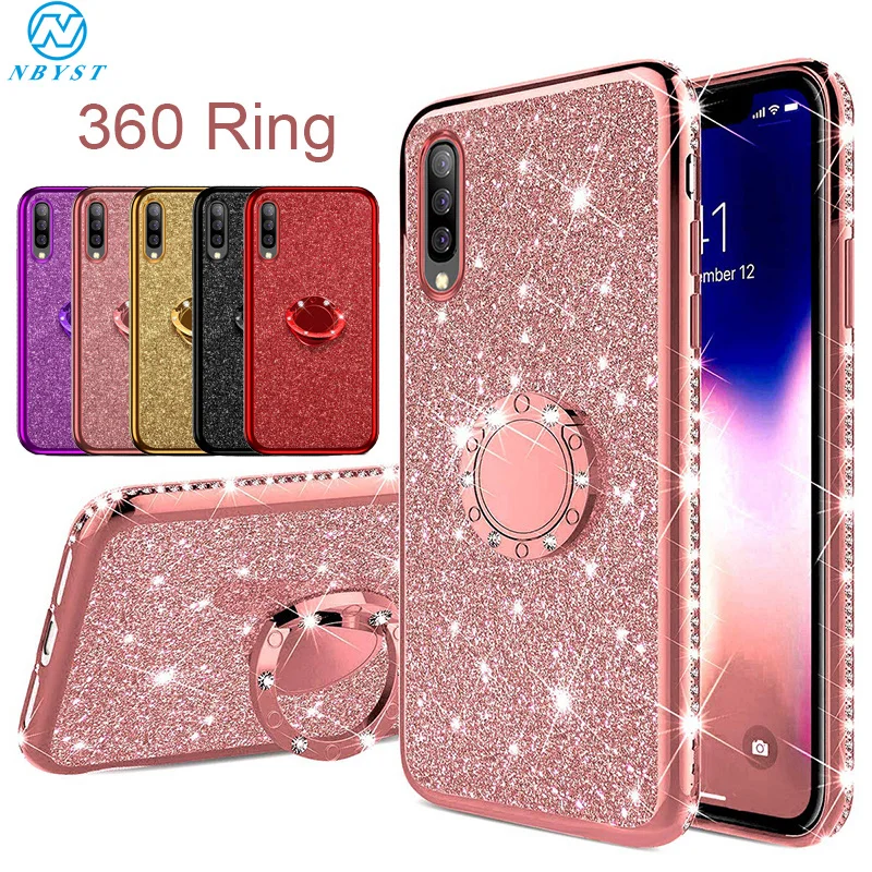 Мягкий чехол с блестками для huawei P20 P30 mate 10 20 30 Lite Pro P Smart Plus Honor 10i 20i 7X8X10 Lite Y6 Y9 кольцевой автомобильный держатель