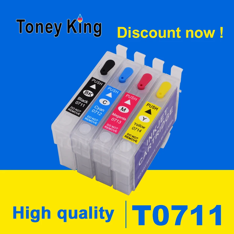 Тоней Кинг T0711 многоразовый картридж для Epson Stylus DX7400 DX7450 DX8400 DX8450 DX9400F SX205 SX215