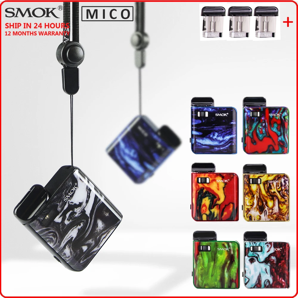 Оригинальный набор SMOK Mico 700 мАч вейп электронная сигарета с 1 7 мл Pod Форсунка