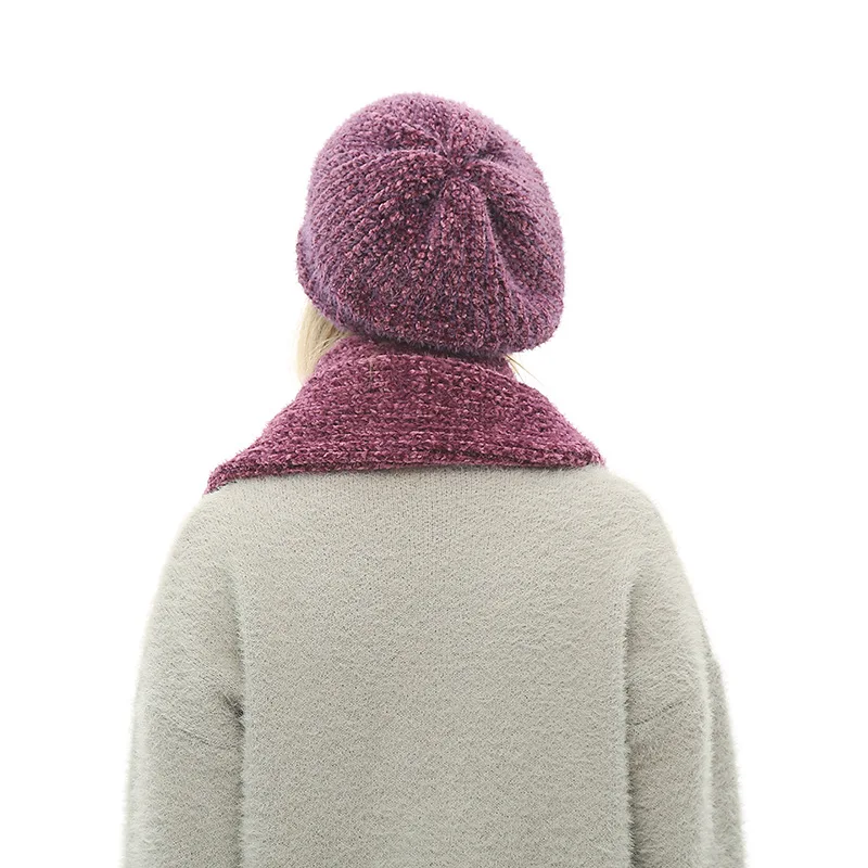 DCEBEY Winter Beanie Hat &amp Scarf Set for Women Autumn 3 PCS Slouchy Infinity Scarves Knit Skullies Beanies Hats Girl |