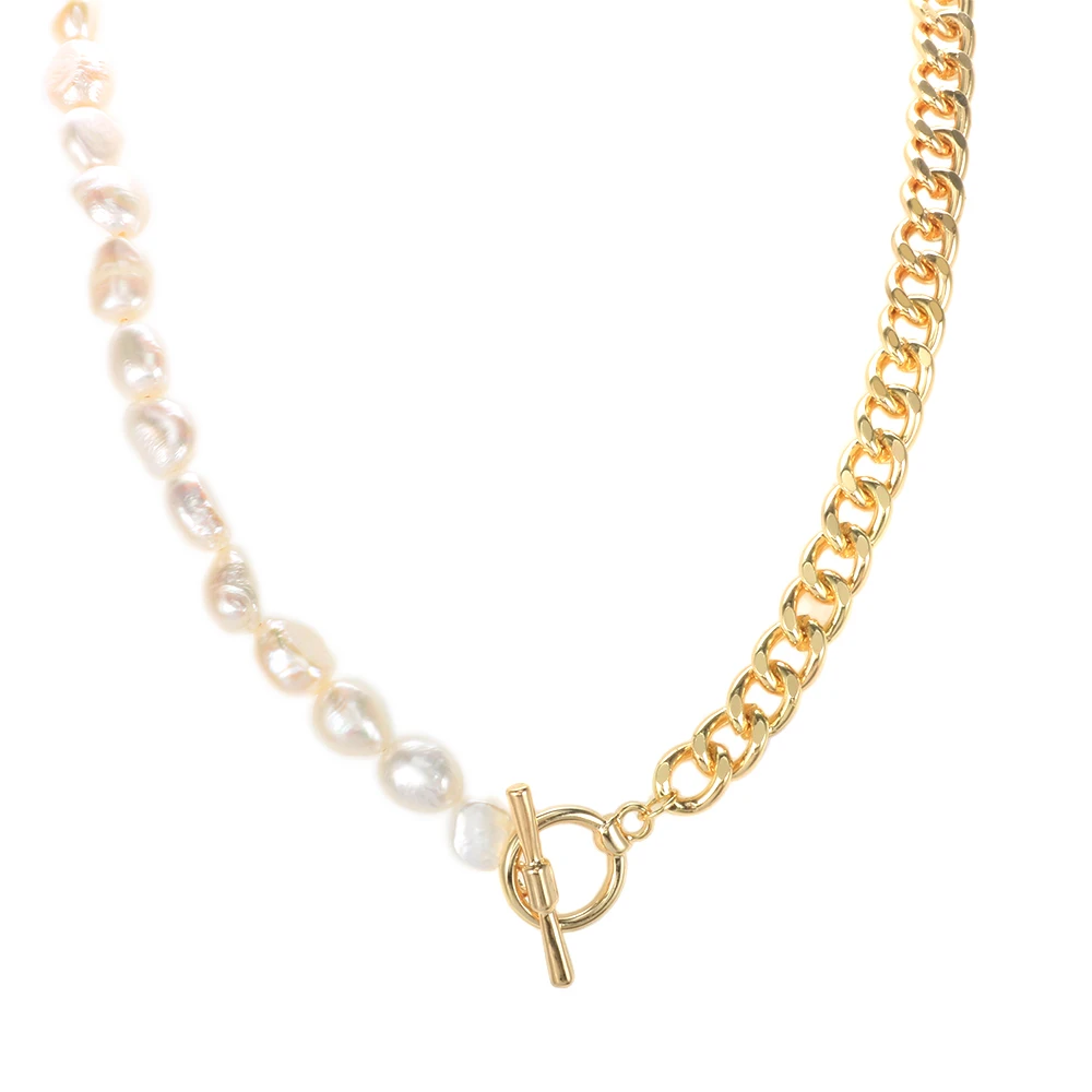 

Stainless Steel Jewelry Natural Waterfresh Pearl Necklace Women Cuban Necklace Chains