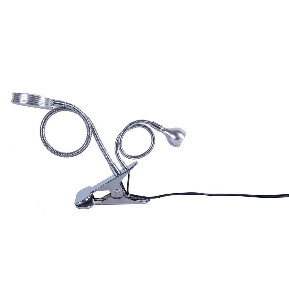 

USB Double head Pole LED book Lamp Mini clip light 5V USB led desk lamp 360 degree bend led table light