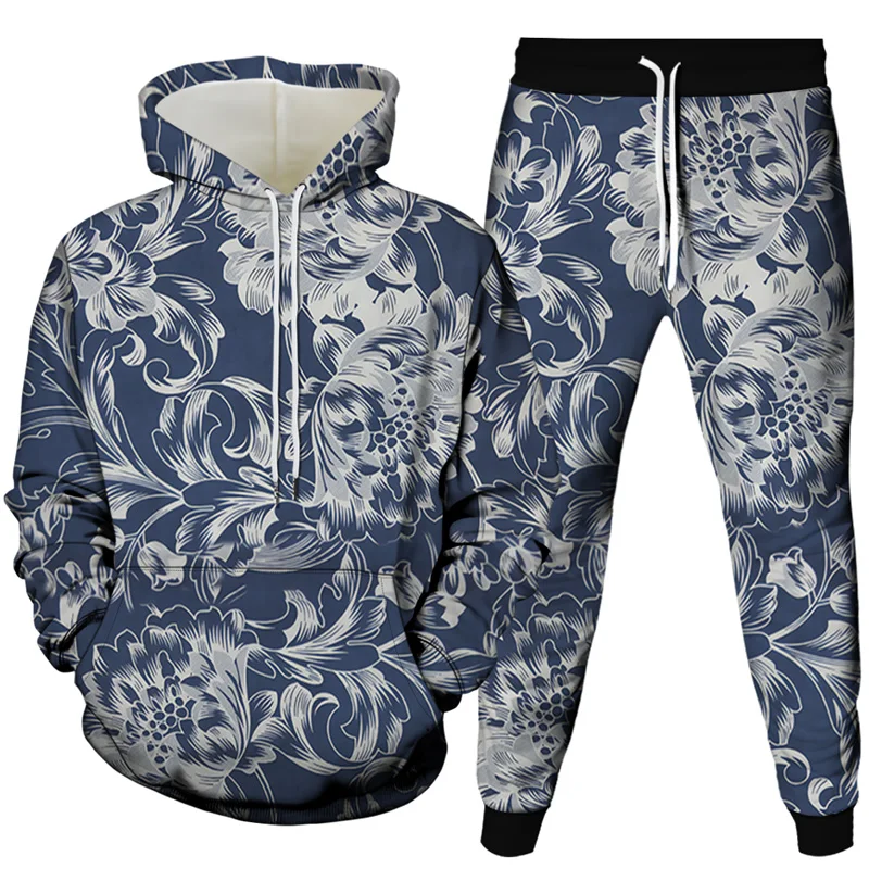 

Мужской комплект из 2 предметов, толстовка с капюшоном и длинным рукавом, пуловер, модная толстовка, повседневный спортивный костюм, Свитшот...