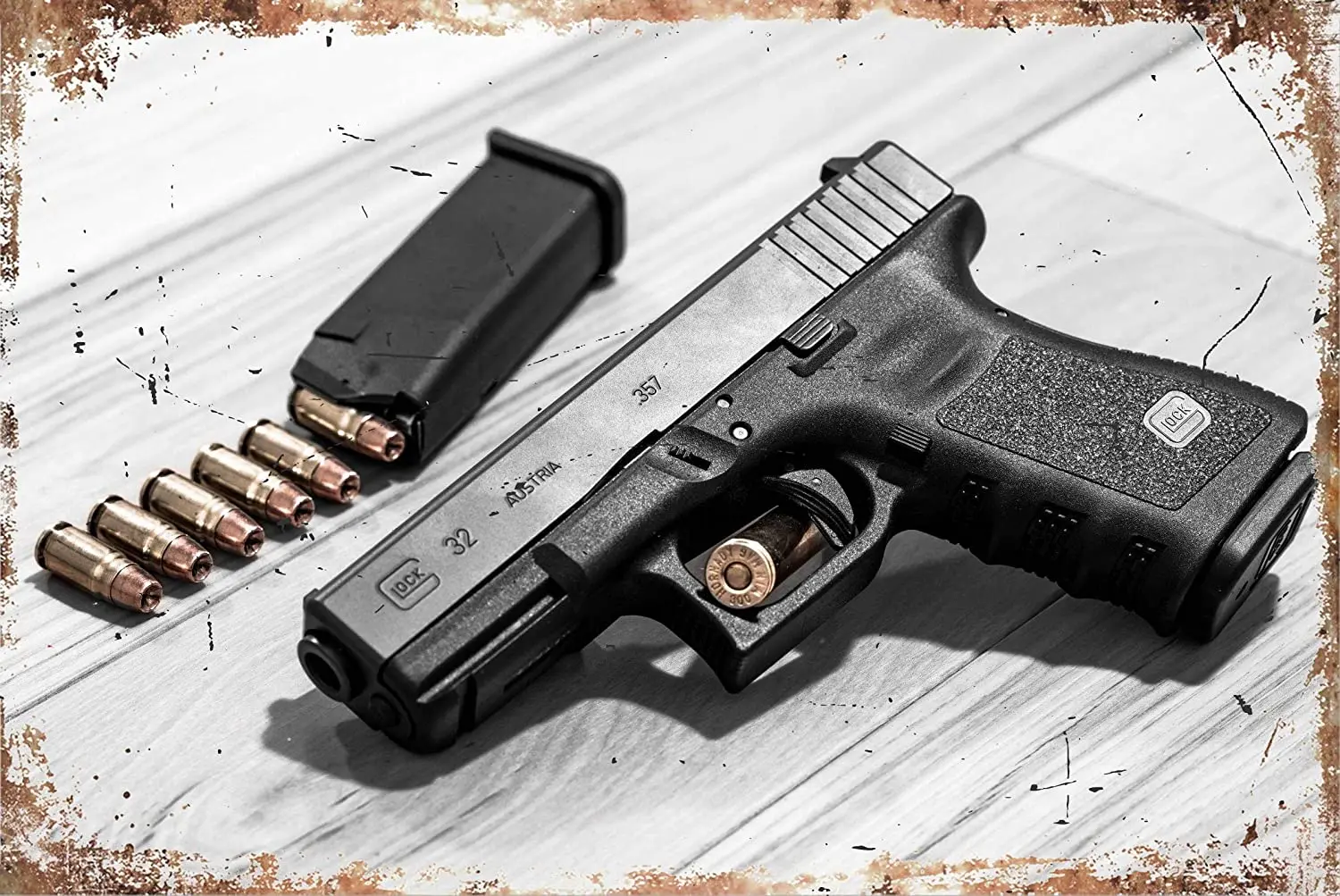 

TIEMZ The Handgun Metal Sign Desert Gun Metal Tin Sign Metal Poster Plaque for Bar Pub Club Home Wall Art Decor Iron Painting