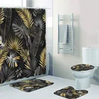 Модные черные золотые тропические занавески для душа и Коврик для ванны набор золотых летних растений банановых листьев коврики для ванной Декор Вечерние