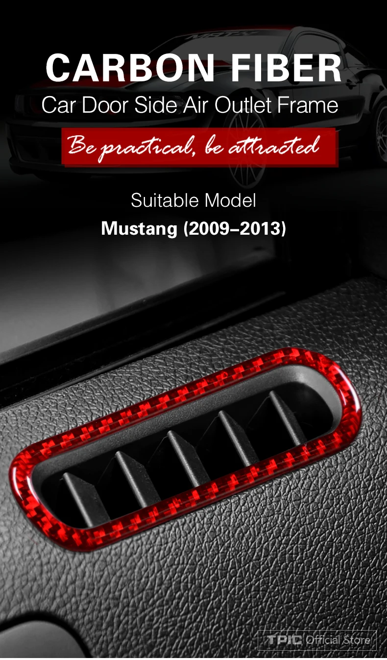 Для Ford Mustang 2009-2013 украшение салона автомобиля углеродное волокно двери автомобиля кондиционер Выход вентиляционные наклейки для авто Крышка отделка
