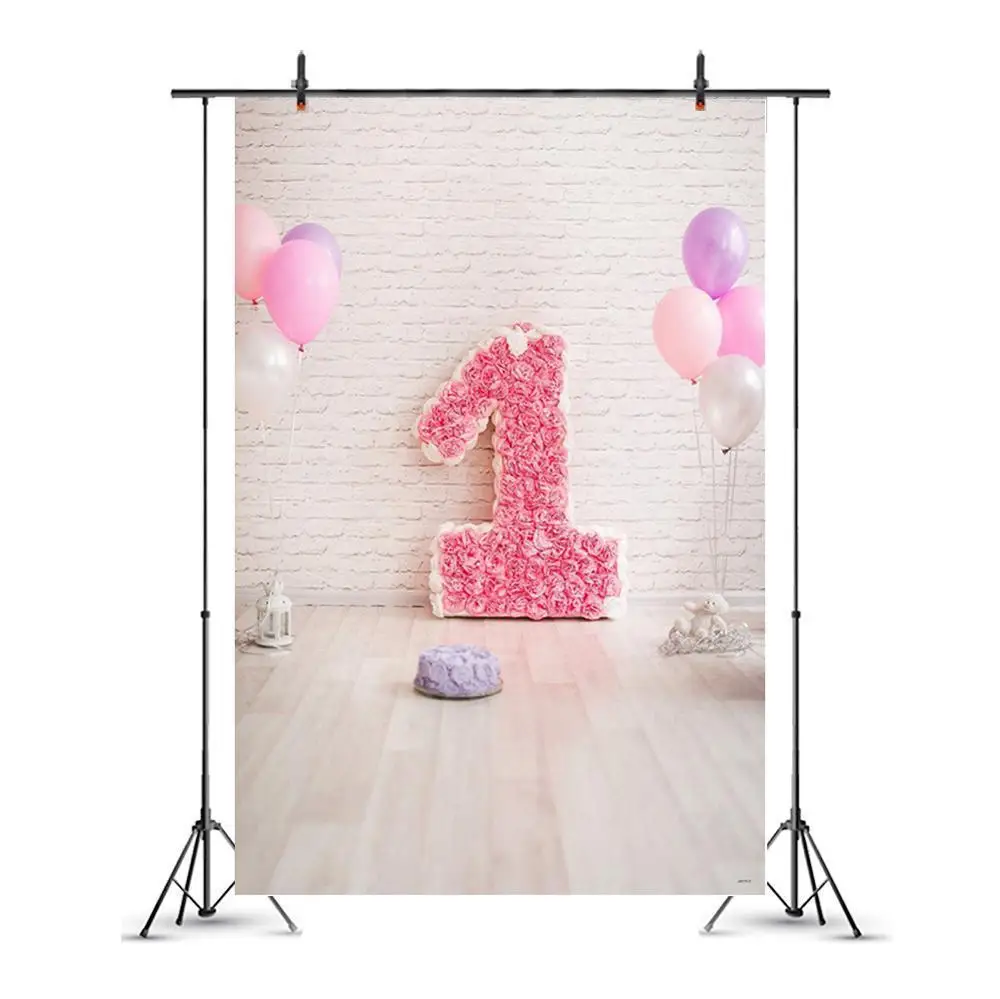 

One Year Old Cake 1st Birthday Party Balloon Banner Photography Backgrounds Baby Newborn Photography Backdrops For Photo Studio