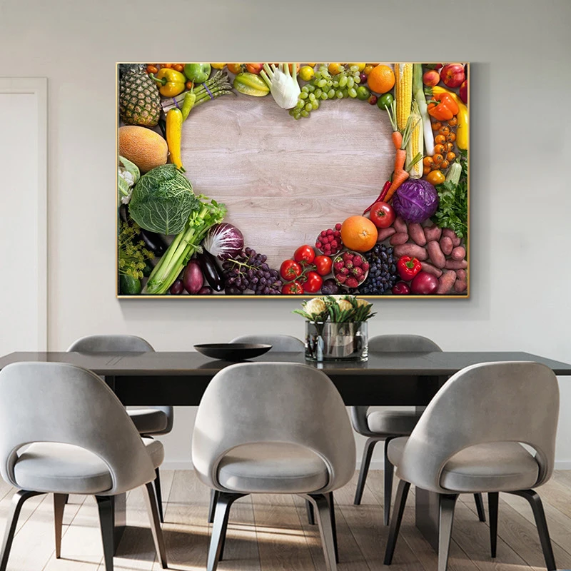 

Modern Wall Posters Prints Vegetable Love Puzzle Realist Canvas Painting Posters and Prints Wall Art Pictures for Kitchen Room