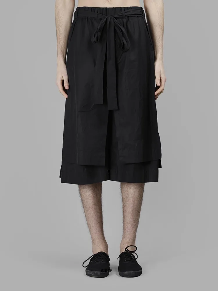 Мужские Многослойные стринги юбка неправильной формы с разрезом на шнуровке в