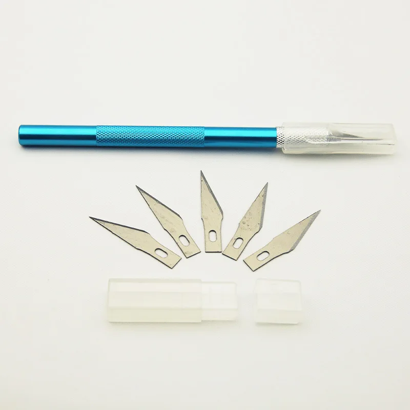 

6 Colour Non-Slip Metal Scalpel Knife Tools Kit Cutter Engraving Craft knives+5pcs Blades Garage Kits tools