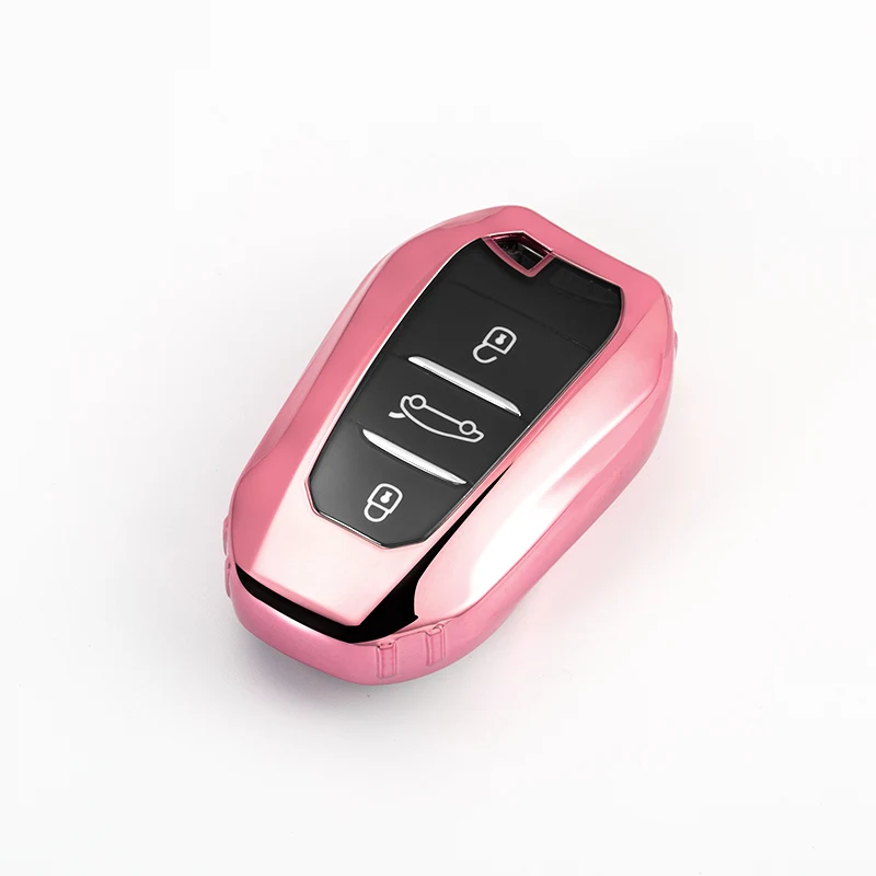 E-pink Все включено мягкий TPU чехол для ключей автомобиля Citroen C4 кактус C5 C3 C4L peugeot 508 2008 3008 408 флип-пульт дистанционного управления защитный брелок - Название цвета: E-pink
