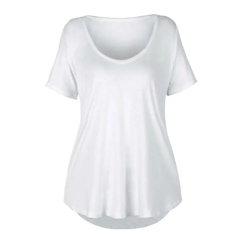 

Women Shirts O-Neck Short Sleeve Tee Shirts Solid Comfy Casual Ruffle T-Shirt White Woman Tshirts