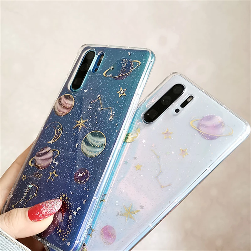 Прозрачный блестящий чехол с космическими звездами для huawei p30 pro p30 lite p30, прозрачный мягкий силиконовый чехол из ТПУ для huawei p20 lite, чехол