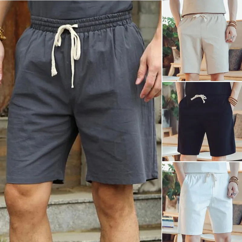 

High Quality Linen Cotton Comfort Shorts Male Streetwear Solid Color Loose Fashion Shorts Brand Men's Casual Men Summer Regular