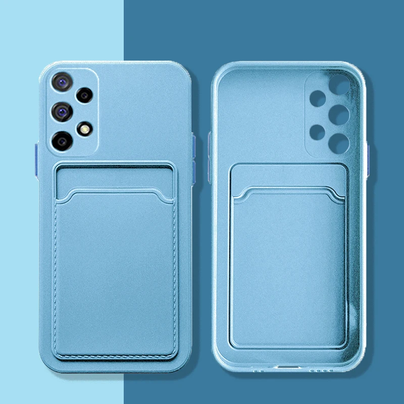 

Luxury Card Holder Wallet Case For Samsung Galaxy A52 A72 A32 A42 A51 A71 4G S21 Plus Note 20 Ultra S20 FE Liquid Silicone Cover