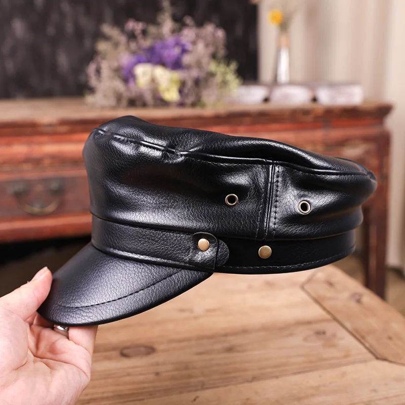 2019 Осень Зима Дамы Черный Военный колпак Мода плоский верх шляпа женская теплая