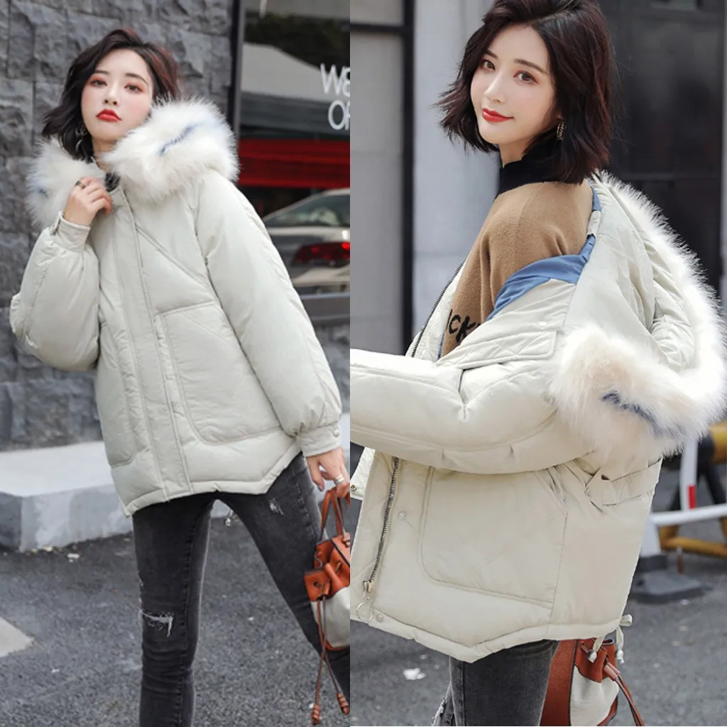 HSU 2019 Новое поступление модная женская однотонная зимняя ветровка с капюшоном