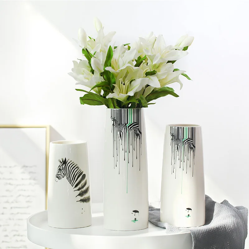 

Керамическая ваза в скандинавском стиле, современное творческое простое художественное украшение ручной работы для засушенных цветов, ком...