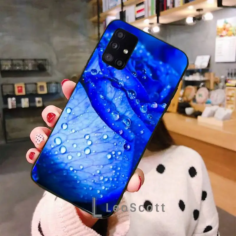 

Blue rose Phone Case For Samsung A32 A51 A52 A71 A50 A12 A21S S10 S20 S21 Plus Fe Ultra