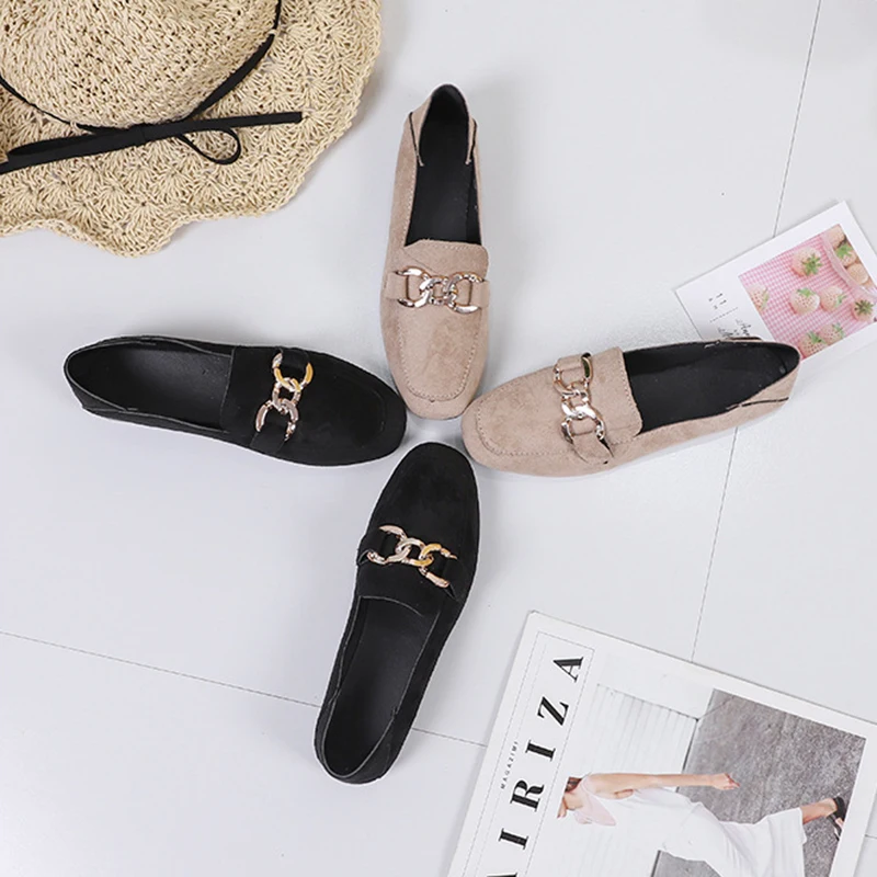

Flat Shoes Women New Square Head Wild Flat Ladies Casual Peas Shoes Fashion Slip On Woman Loafers Pregnant Women Mother Shoes