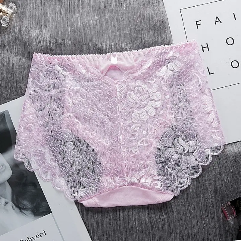 

Women's Transparent Panties Mid Waist Underwear Ladies Hip Lifting Sexy Underpant Lace Underwear Pant Hollow Lingerie
