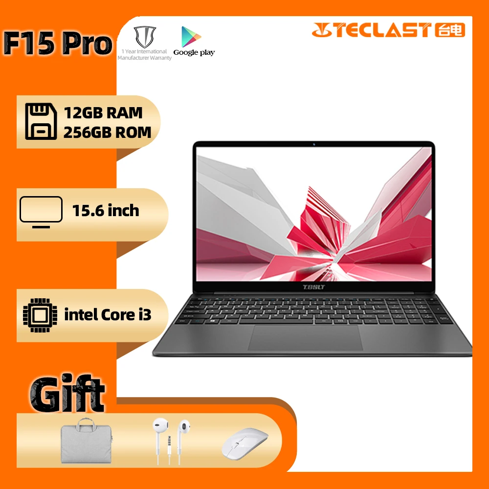 Newest Teclast F15 Pro Laptop 15.6" Notebook 12GB LPDDR4 256GB SSD Windows 10 OS Intel Core i3 CPU Quad Core Notebook Dual Wifi