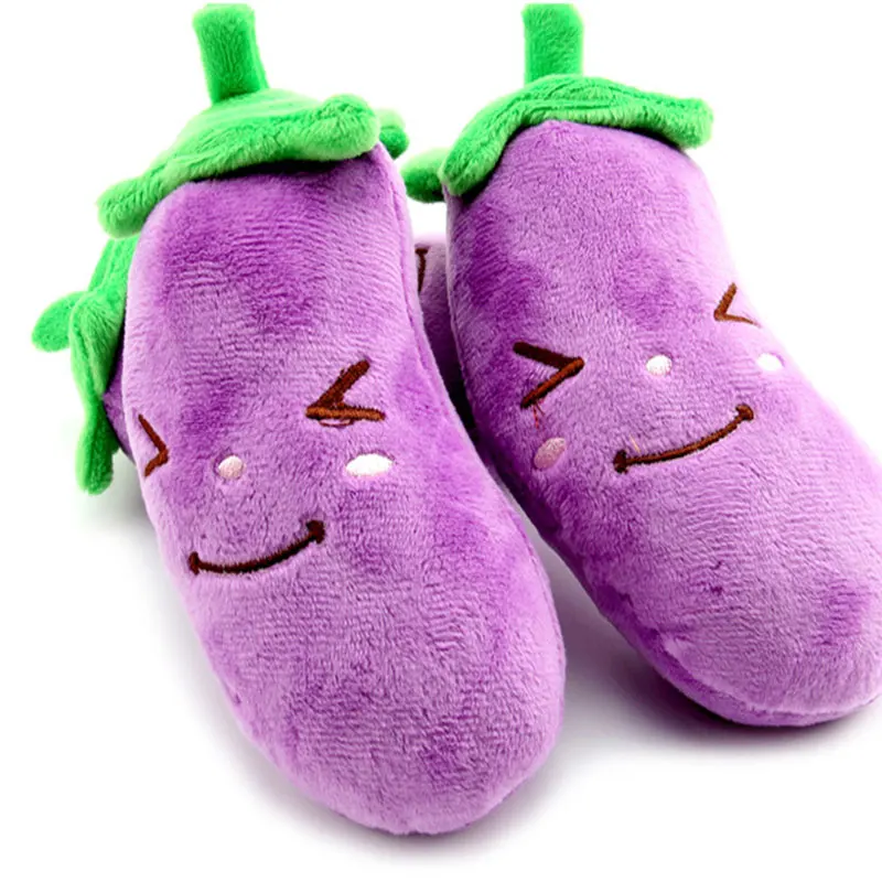 Плюшевая игрушка для домашних животных с пищащими баклажанами собак кошек