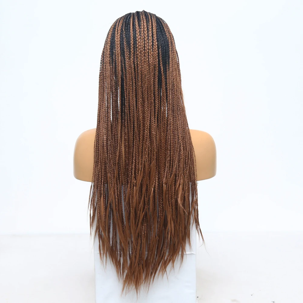 Imeya Synthetic Lace Front braid Wigs High Temperature Heat Resistant Fiber Ombre Brown Micro Braided Wigs For Women