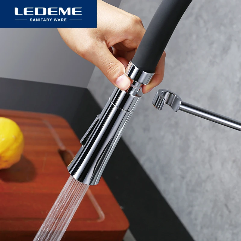 LEDEME Faucet L4097 Смеситель для кухни с латунным корпусом и силиконовым