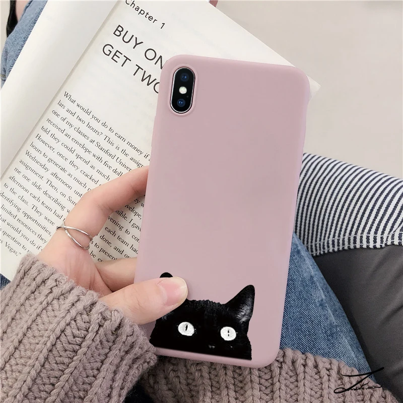 С рисунком кота из мультфильма класса люкс с принтом, мягкий из ТПУ чехол для iPhone 6 S Plus, 8, 7, 6 S, Plus, X Матовый чехол на заднюю панель для iPhone 11 Pro XS Max XR чехол для телефона, Capa