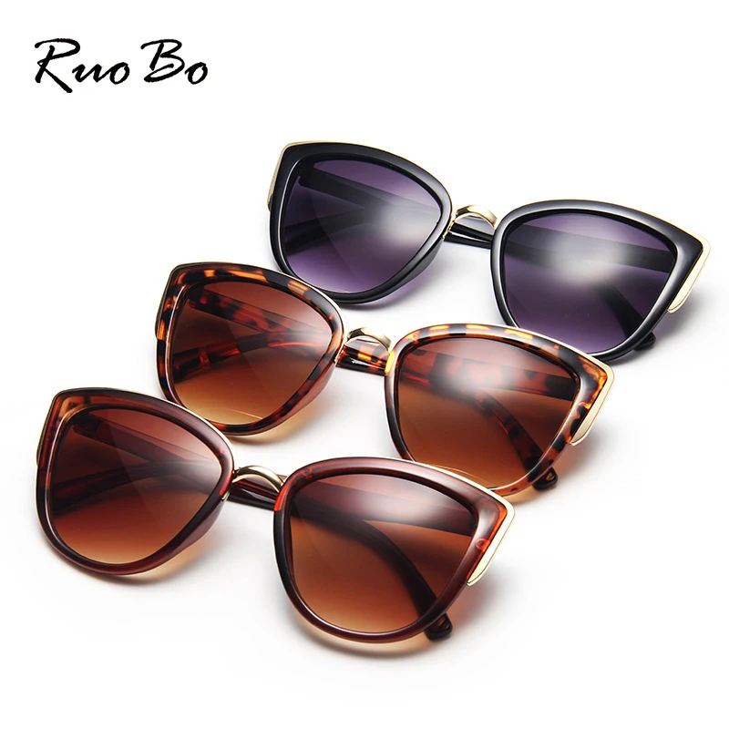 

RUOBO Cat Eye Fashion Design Sunglasses For Women Men Vintage Leopard Frame Female Gradient Sun Glasses UV400 Oculos De Sol