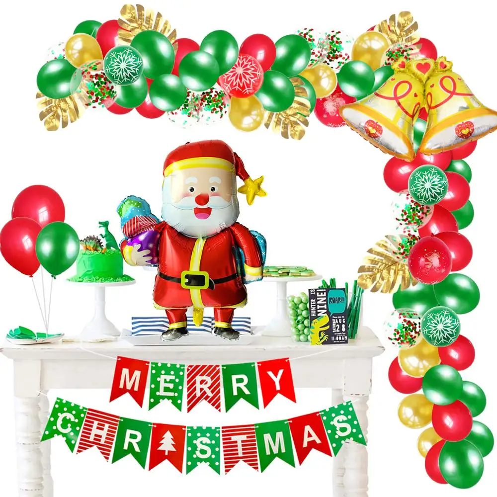 

Воздушные шары, рождественские украшения для дома, магазина, баннера для мероприятий, цепочки, шары в виде санты, колокольчика, украшения с з...