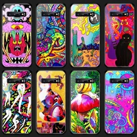 colourful psychedelic trippy art phone case tempered glass for samsung s20 plus s7 s8 s9 s10e plus note 8 9 10 plus a7 2018