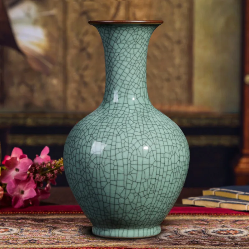 

Antique Porcelain vase cracked glaze Jingdezhen Vase flower arrangement Chinese living room decoration