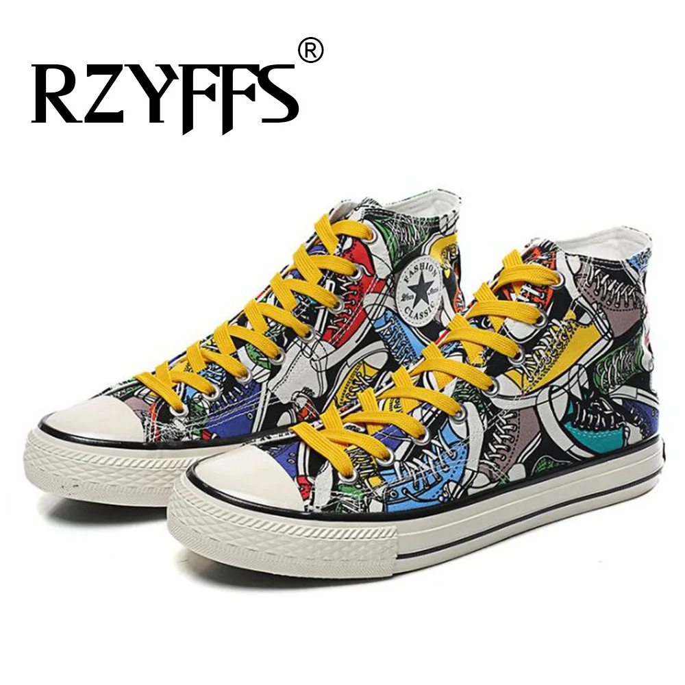 Брендовые мужские граффити повседневные холщовые кроссовки весенние дышащие