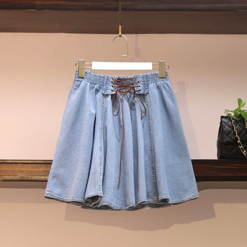 Женская юбка-трапеция Zoki, джинсовая мини-юбка с эластичной завышенной талией, модель 2020 в Корейском стиле на лето от AliExpress WW