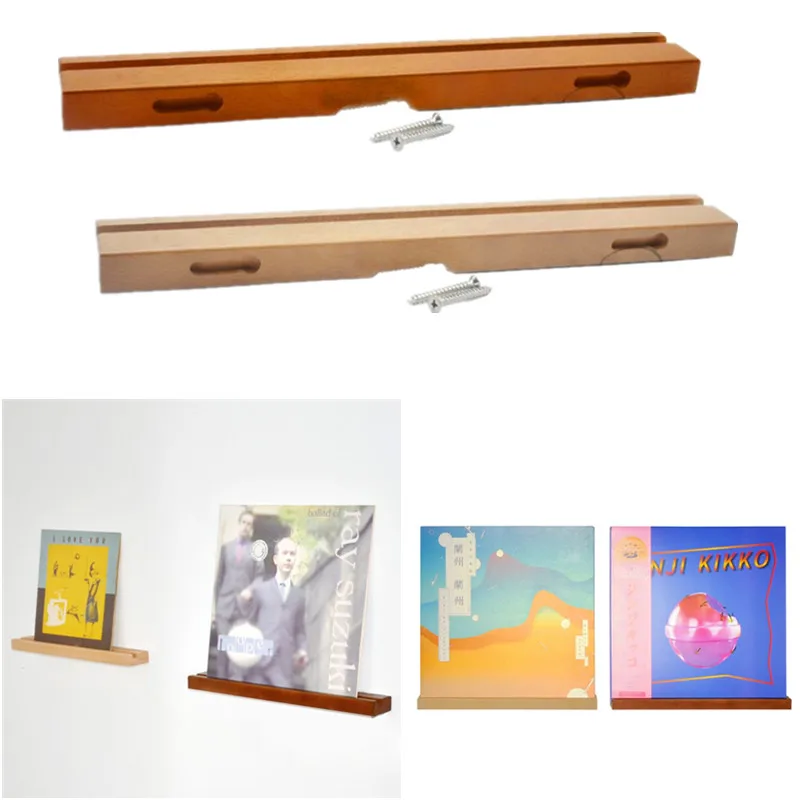 Durable Beech Record Display Stand Bracket Turntable Holder for LP Vinyl Records Accessories