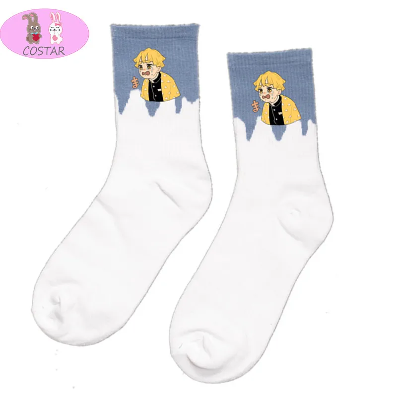 

COSTAR Hot Anime Demon Slayer Kimetsu No Yaiba Socks Japanese Anime Cartoon Cotton Socks Long Tube Socks Striped Plaid Cotton