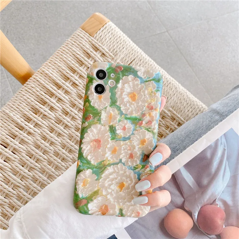 

Flower Art Silicone Soft Phone Case For iPhone 7 8 Plus 2020 SE X XR XS Max 11 11Pro Max 12 12Pro Max Pro Mini Case Capinha Bag