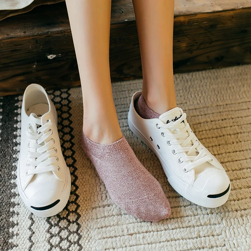 

Socks WOMEN'S Socks Low Top Shallow Mouth Japanese and Korean Style Autumn and Winter No-show Socks Female Pure Color Cotton