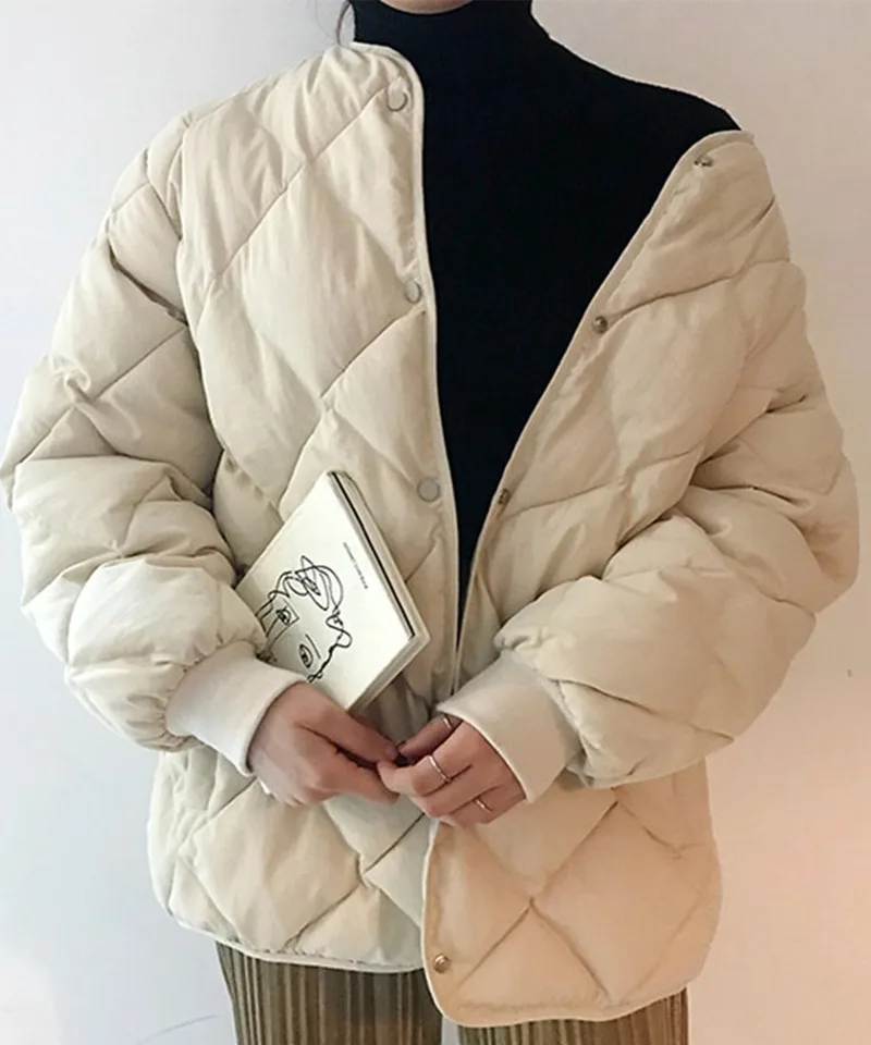 Fashion 2020 Autumn OL Temperament Korean Women's Long-sleeved Collarless Loose Cotton Coat