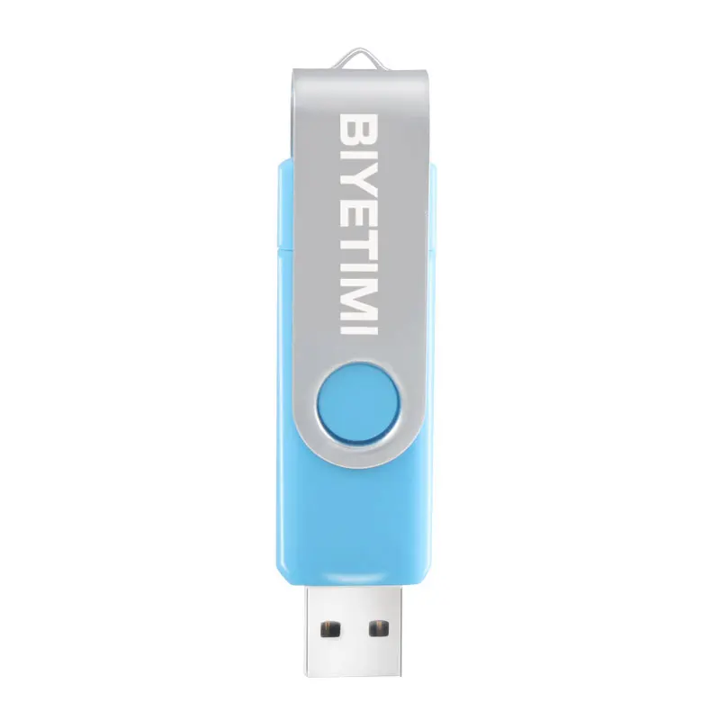 USB флеш-накопитель BIYETIMI, 128 Гб до 4 Гб, двусторонний, для мобильного телефона Android, высококачественный, с зажимом, 360 градусов, поворотный, флешка - Цвет: Синий