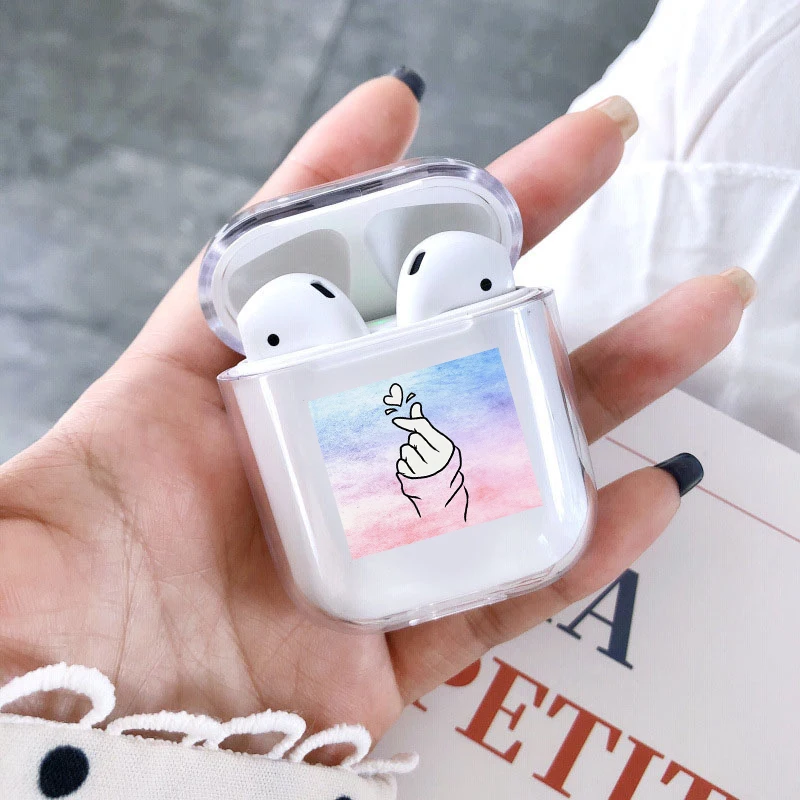 Хроматический модный наушник чехол для Apple Airpods чехол простой милый любовь сердце Bluetooth поп AirPods чехол прозрачный жесткий чехол
