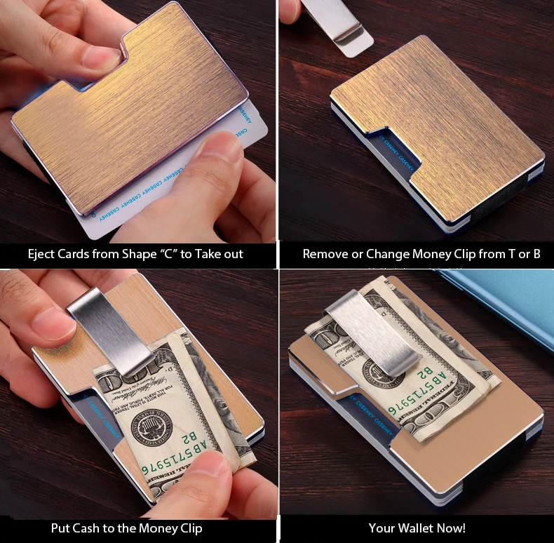 Кошелек Casekey высокого качества с золотым зажимом для денег мужчин блокировкой