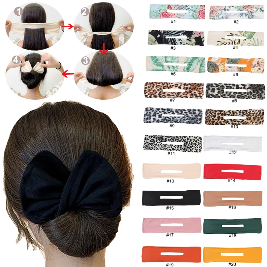 

French Hair Scrunchie Hair Curler Headband Lazy Hair Styling Curlers Girls Hair Accessories Floral Printing Cloth Hair Bands