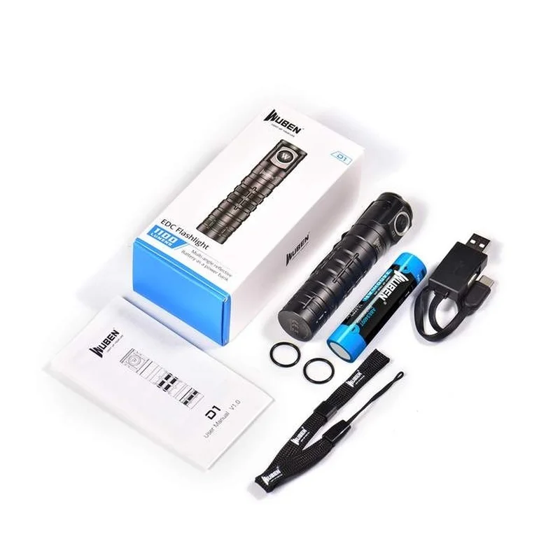 Verkauf WUBEN D1 LED Taschenlampe 175 Grad Super Flutlicht 1100 Lumen 18650 Batterie Typ-C Lade Mobile Power Funktion