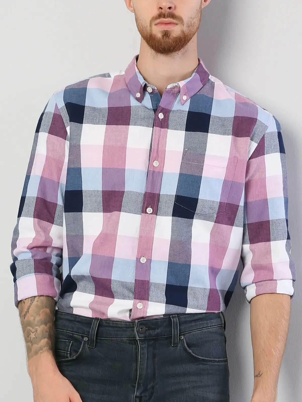 

Colins Men Regular Fit Pınk Long Sleeve ShirtMale fashion shirt men,CL1041015